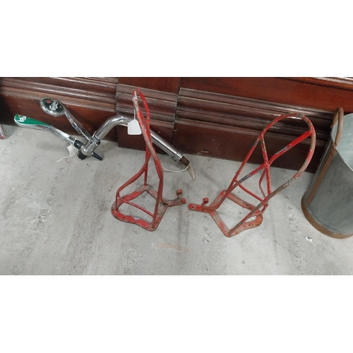 288 - Two early 20th C. saddle racks. {30 cm H x 50 cm W}