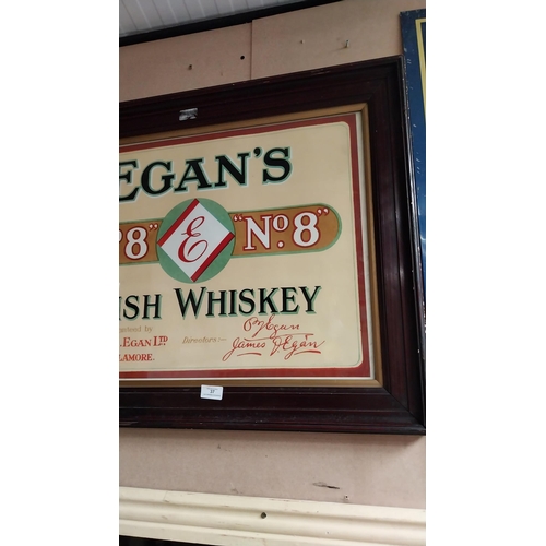 37 - Egan's No. 8 Irish Whiskey framed advertising print {63 cm H x 78 cm W}.