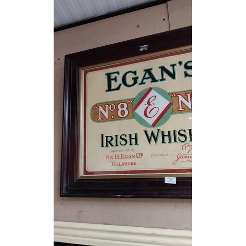 37 - Egan's No. 8 Irish Whiskey framed advertising print {63 cm H x 78 cm W}.