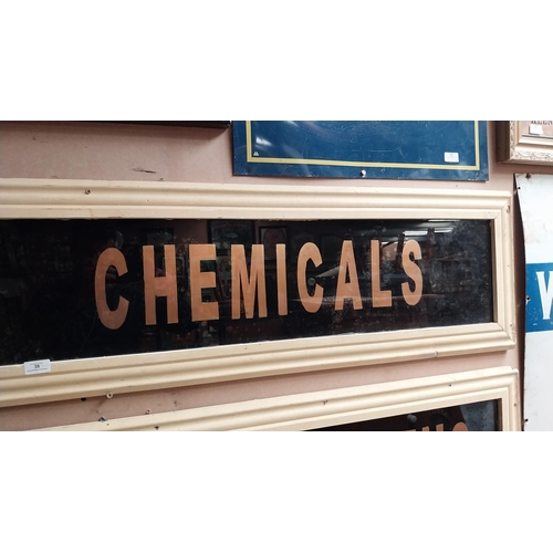 38 - Pure Chemicals painted glass sign in wooden frame. This is similar to sign on old Lennox Chemicals b... 