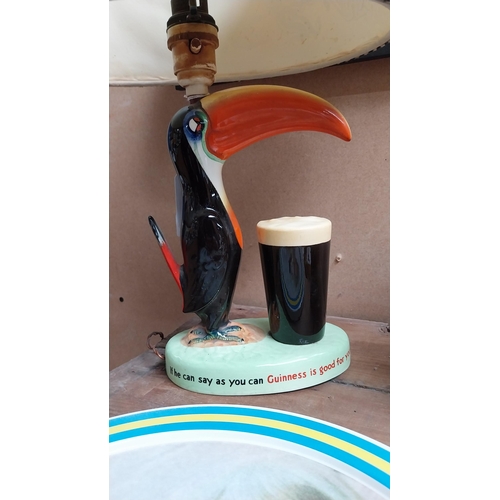 44 - Guinness Toucan ceramic advertising lamp with original shade {43 cm H x 32 cm W x 20 cm D}.