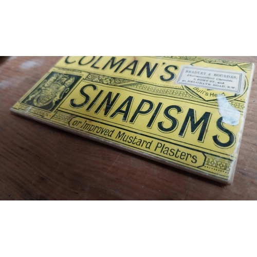 49 - Colman's Sinapisms showcard. {7 cm H x 12 cm W}.