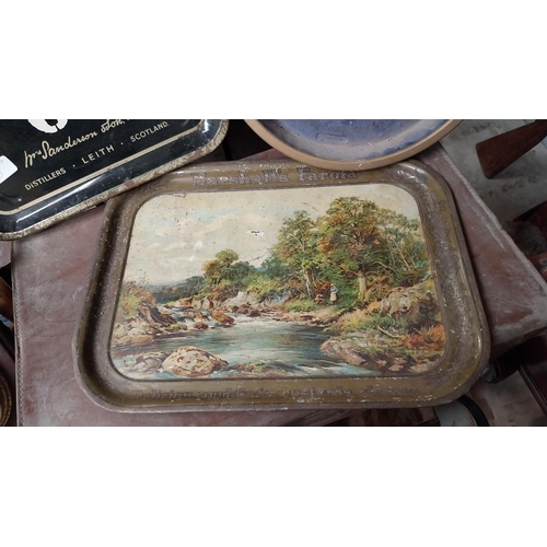 59 - Three tin plate advertising trays - Marshall's Farola, Vat 69 and John Players.