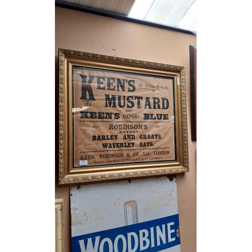 63 - Keen's Mustard Oxford Blue framed advertising print. {63 cm H x 73 cm W}.