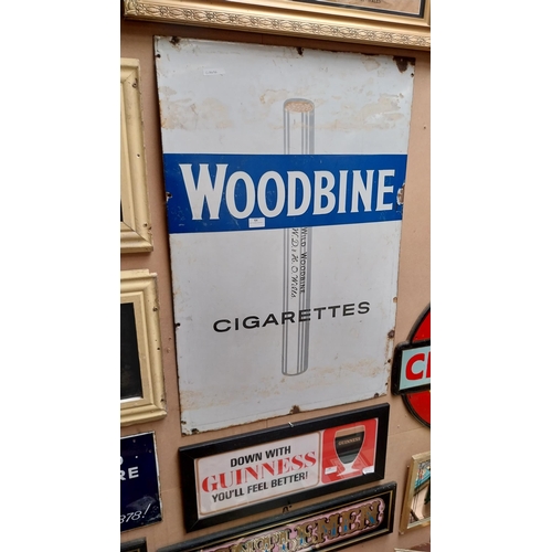 64 - Wills's Woodbine cigarettes enamel advertising sign. {90 cm H x 70 cm W}.