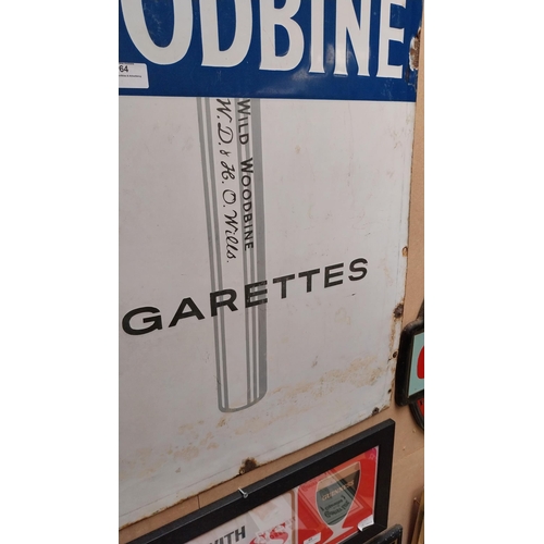 64 - Wills's Woodbine cigarettes enamel advertising sign. {90 cm H x 70 cm W}.