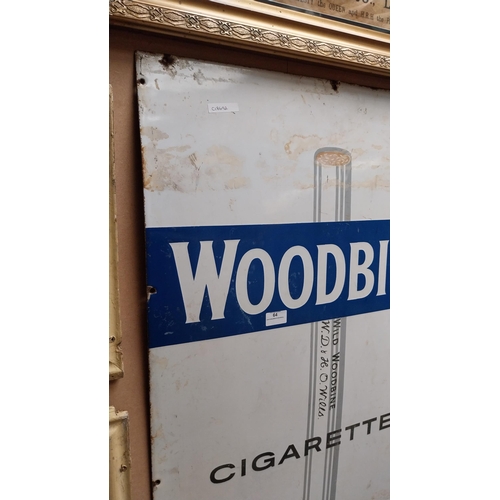 64 - Wills's Woodbine cigarettes enamel advertising sign. {90 cm H x 70 cm W}.