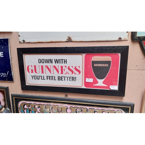 65 - Down with Guinness You'll feel Better framed advertising print. {26 cm H x 62 cm W}.