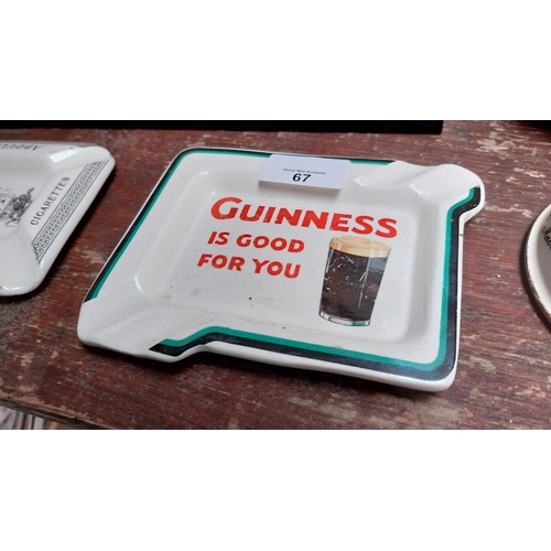 67 - Guinness is Good for You ceramic advertising ashtray. {12 cm H x 15 cm W}.