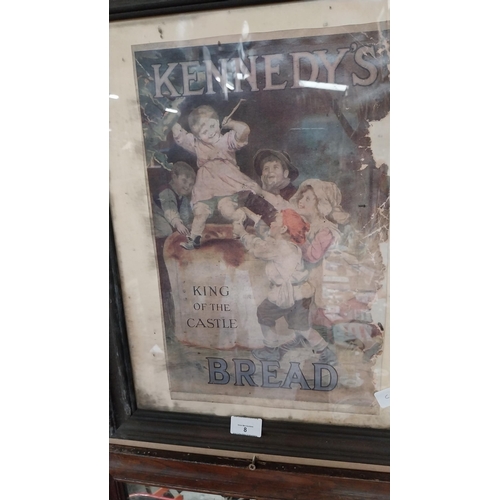 8 - Kennedy's King of The Castle Bread framed advertising print. {53 cm H x 43 cm W}.