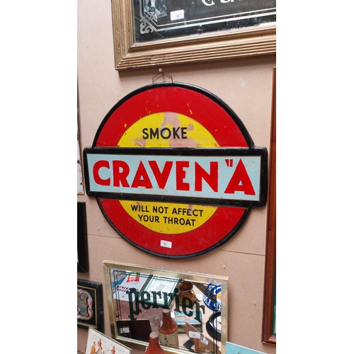 80 - Smoke Craven A Will not Affect your Throat enamel advertising sign. {55 cm H x 62 cm W}