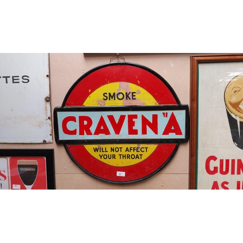 80 - Smoke Craven A Will not Affect your Throat enamel advertising sign. {55 cm H x 62 cm W}