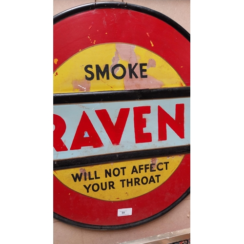 80 - Smoke Craven A Will not Affect your Throat enamel advertising sign. {55 cm H x 62 cm W}