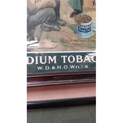 84 - Capstan Navy Cut Medium Tobacco framed advertising showcard stamped Dublin {69 cm H X 53 cm W}.