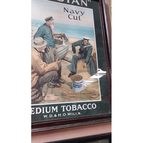 84 - Capstan Navy Cut Medium Tobacco framed advertising showcard stamped Dublin {69 cm H X 53 cm W}.