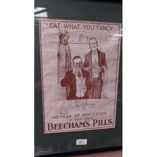 85 - Eat What You Fancy Beechams Pills framed advertising print {58 cm H x 44 cm W}.