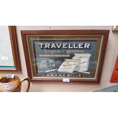 86 - Traveller Virginia Cigarettes framed advertising showcard. {31 cm H x 44 cm W}.