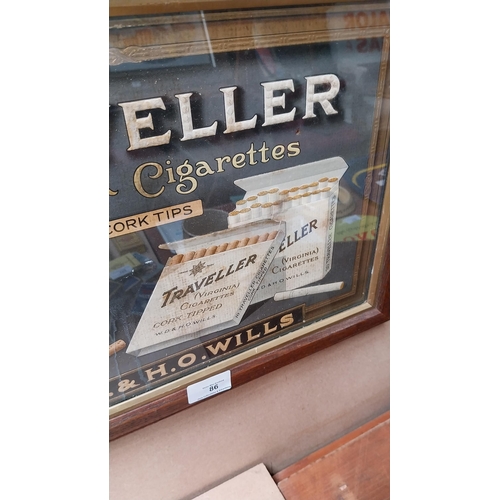 86 - Traveller Virginia Cigarettes framed advertising showcard. {31 cm H x 44 cm W}.