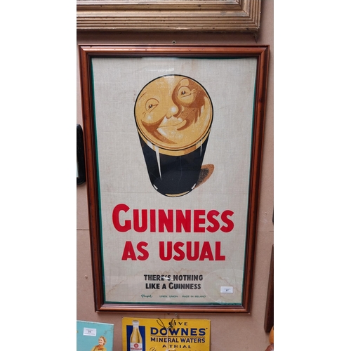 87 - Framed Guinness tea towel . {80 cm H x 50 cm W}.