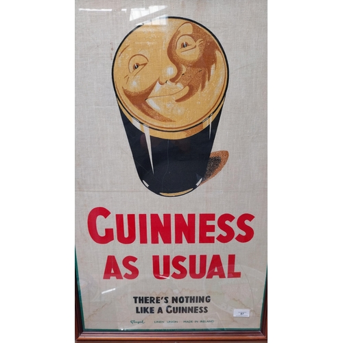 87 - Framed Guinness tea towel . {80 cm H x 50 cm W}.