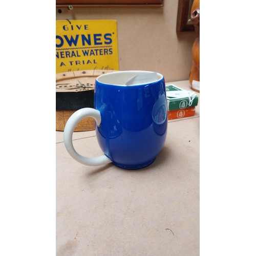 99 - Draught Guinness Carleton Ware blue ceramic advertising mug. {10cm H}.