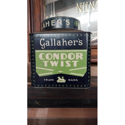 286 - Gallahers Condor Twist tin plate tobacco advertising tin. {16 cm x 14  cm W x 14 cm D}.