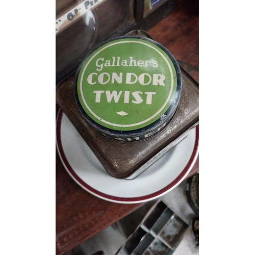 286 - Gallahers Condor Twist tin plate tobacco advertising tin. {16 cm x 14  cm W x 14 cm D}.