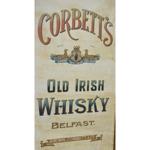 40A - Corbett's Old Irish Whisky Belfast framed advertising mirror {200 cm H x 180 cm W }.