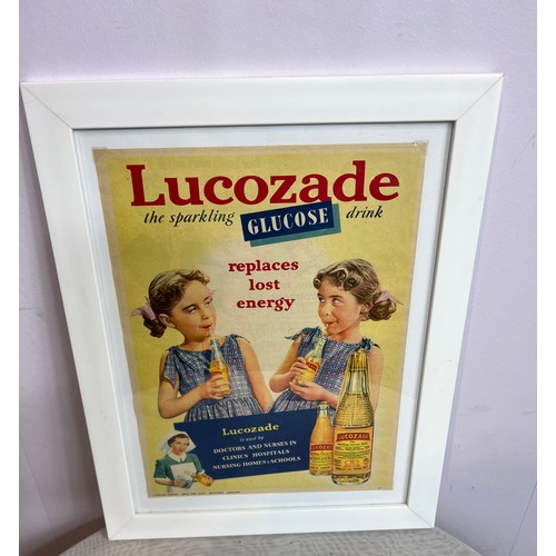 1264 - Lucozade the sparkling glucose drink framed advertising poster {H 41cm x W 24cm }.