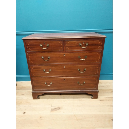 100 - Good quality 19th C. Strahan of Dublin mahogany and satinwood inlaid chest of drawers with two short... 