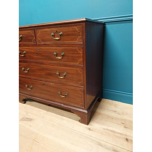 100 - Good quality 19th C. Strahan of Dublin mahogany and satinwood inlaid chest of drawers with two short... 