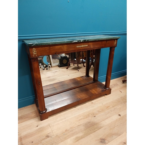 104 - 19th C. French rosewood consoled table with marble top, mirrored back and ormolu mounts raised on tu... 