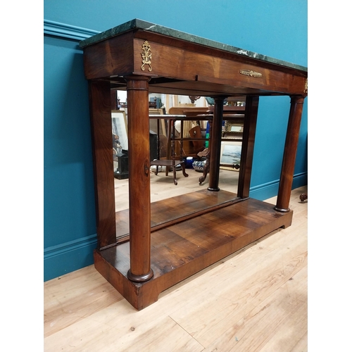 104 - 19th C. French rosewood consoled table with marble top, mirrored back and ormolu mounts raised on tu... 