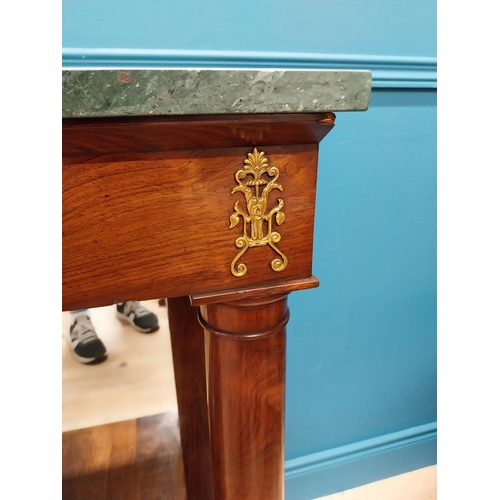 104 - 19th C. French rosewood consoled table with marble top, mirrored back and ormolu mounts raised on tu... 