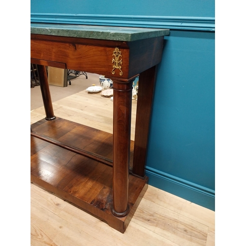 104 - 19th C. French rosewood consoled table with marble top, mirrored back and ormolu mounts raised on tu... 