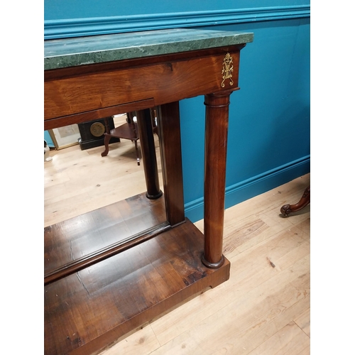 104 - 19th C. French rosewood consoled table with marble top, mirrored back and ormolu mounts raised on tu... 