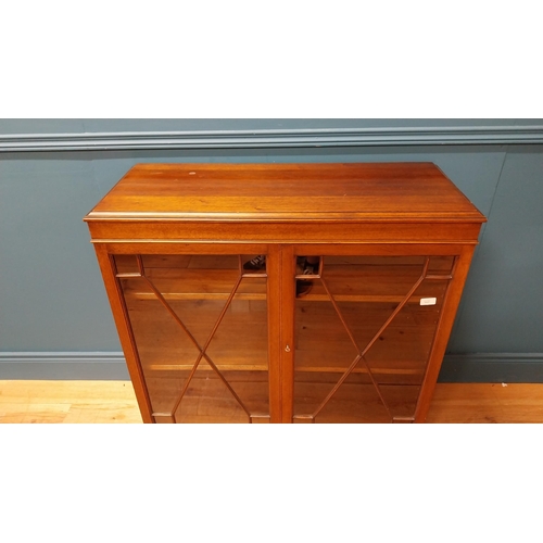 112 - Good quality Edwardian mahogany bookcase with two astral glazed doors raised on platform base {92 cm... 