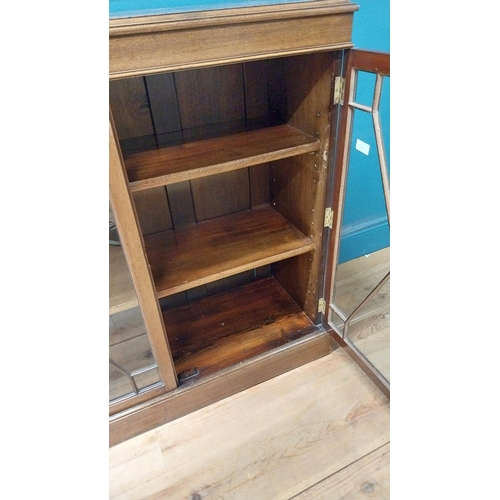 112 - Good quality Edwardian mahogany bookcase with two astral glazed doors raised on platform base {92 cm... 