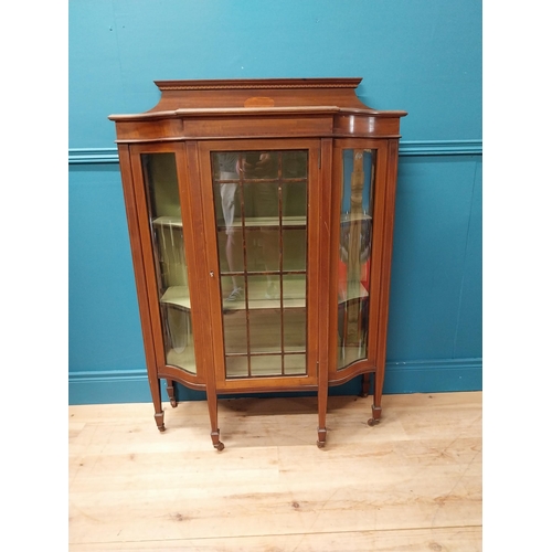 120 - Good quality Edwardian mahogany and satinwood inlaid display cabinet with single glazed door and gla... 