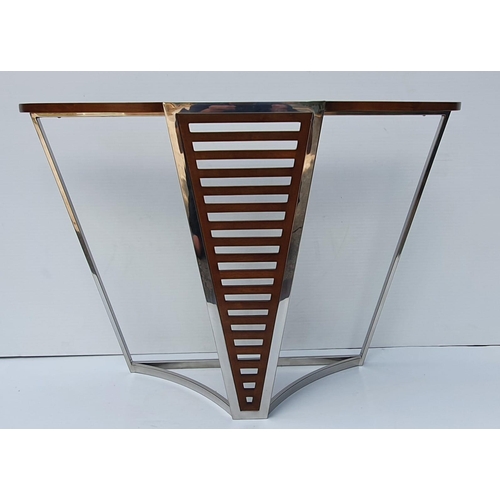 138 - Exceptional quality chrome and walnut consul table in the Art Deco style {cm H x cm W x cm D}