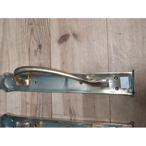 14 - Pair of bronze door handles {45 cm H x 8 cm W}.