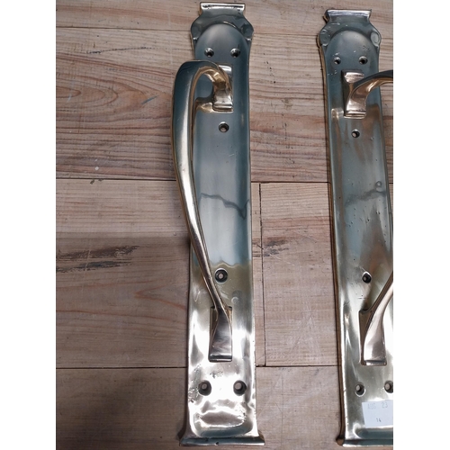 14 - Pair of bronze door handles {45 cm H x 8 cm W}.