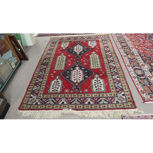 142 - Decorative Persian carpet square {243 cm L x 157 cm W }.