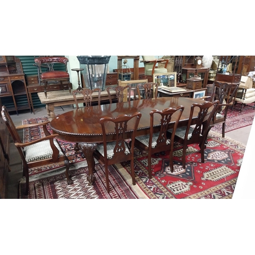 145 - Edwardian mahogany d-end dining table raised on cabriole legs and ball and claw feet in the Chippend... 