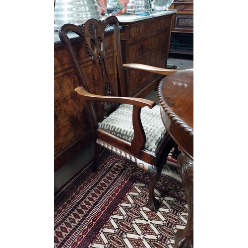 145 - Edwardian mahogany d-end dining table raised on cabriole legs and ball and claw feet in the Chippend... 