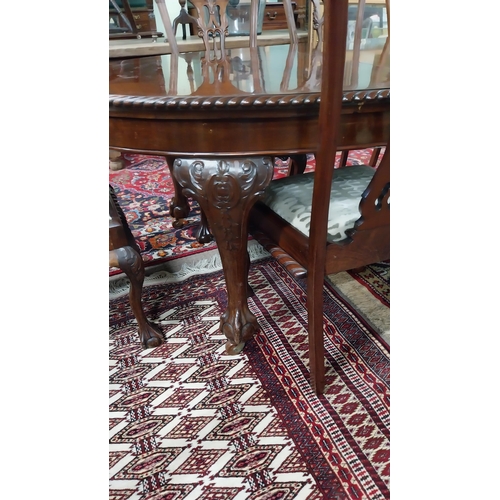 145 - Edwardian mahogany d-end dining table raised on cabriole legs and ball and claw feet in the Chippend... 