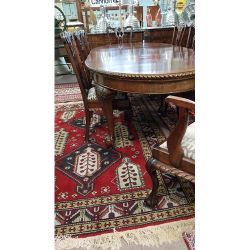 145 - Edwardian mahogany d-end dining table raised on cabriole legs and ball and claw feet in the Chippend... 