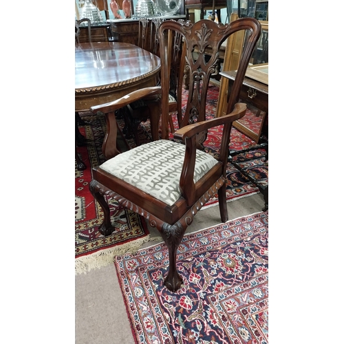 145 - Edwardian mahogany d-end dining table raised on cabriole legs and ball and claw feet in the Chippend... 