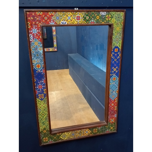 173 - Framed tiled mosaic mirror {H 91cm x w 61cm x d 3cm }.