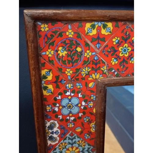 173 - Framed tiled mosaic mirror {H 91cm x w 61cm x d 3cm }.